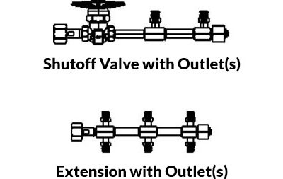 Oxygen - Header Bar Segments with Dual Connections - Space Saver Header Bars - Manifolds